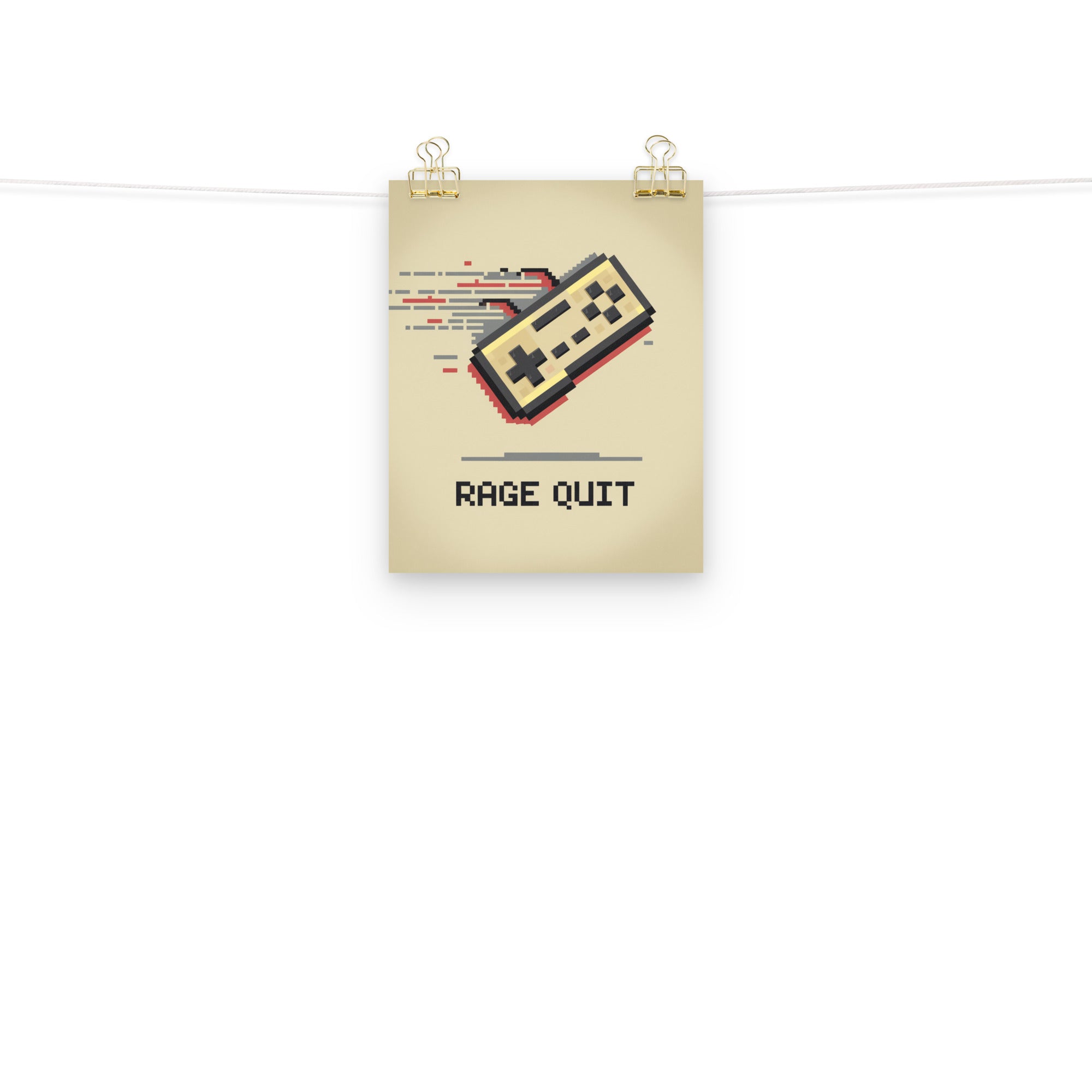 Rage Quit funny retro gaming poster framed scale view gallery wall