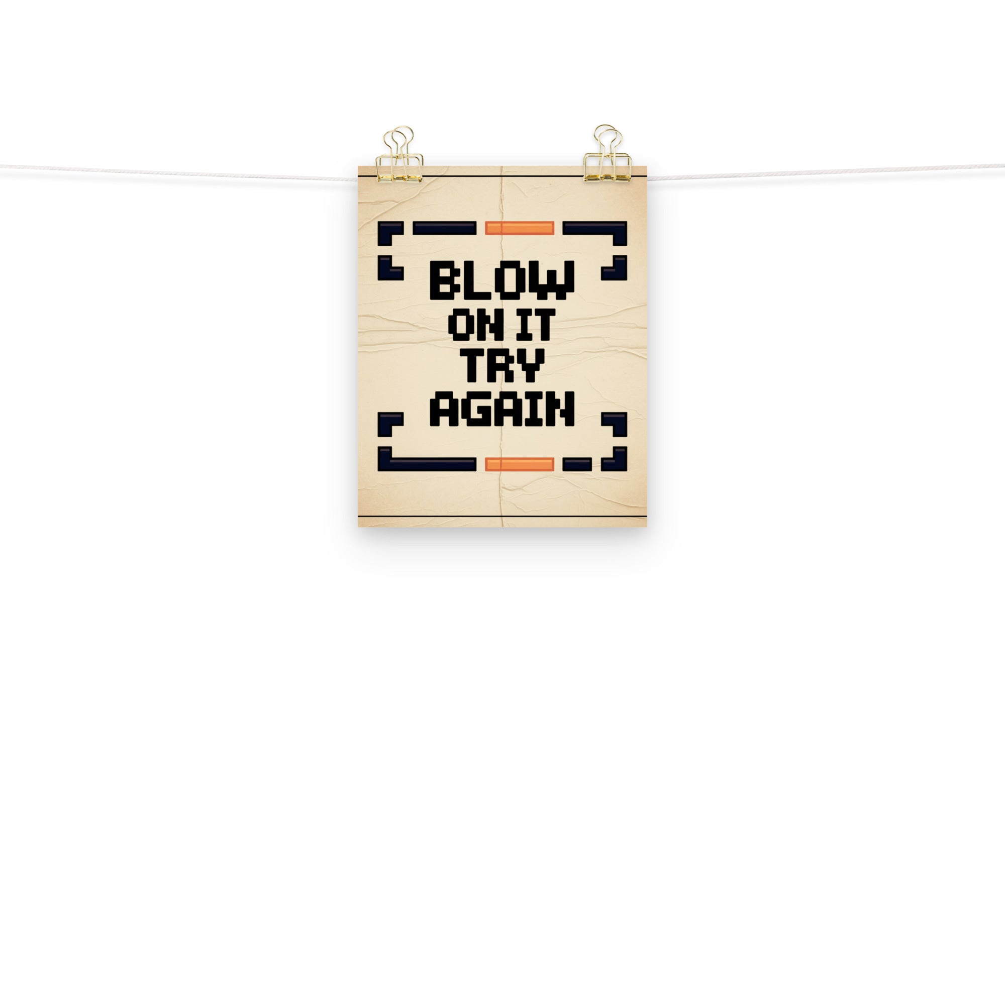 Blow and Pray retro gaming poster framed scale view gallery wall