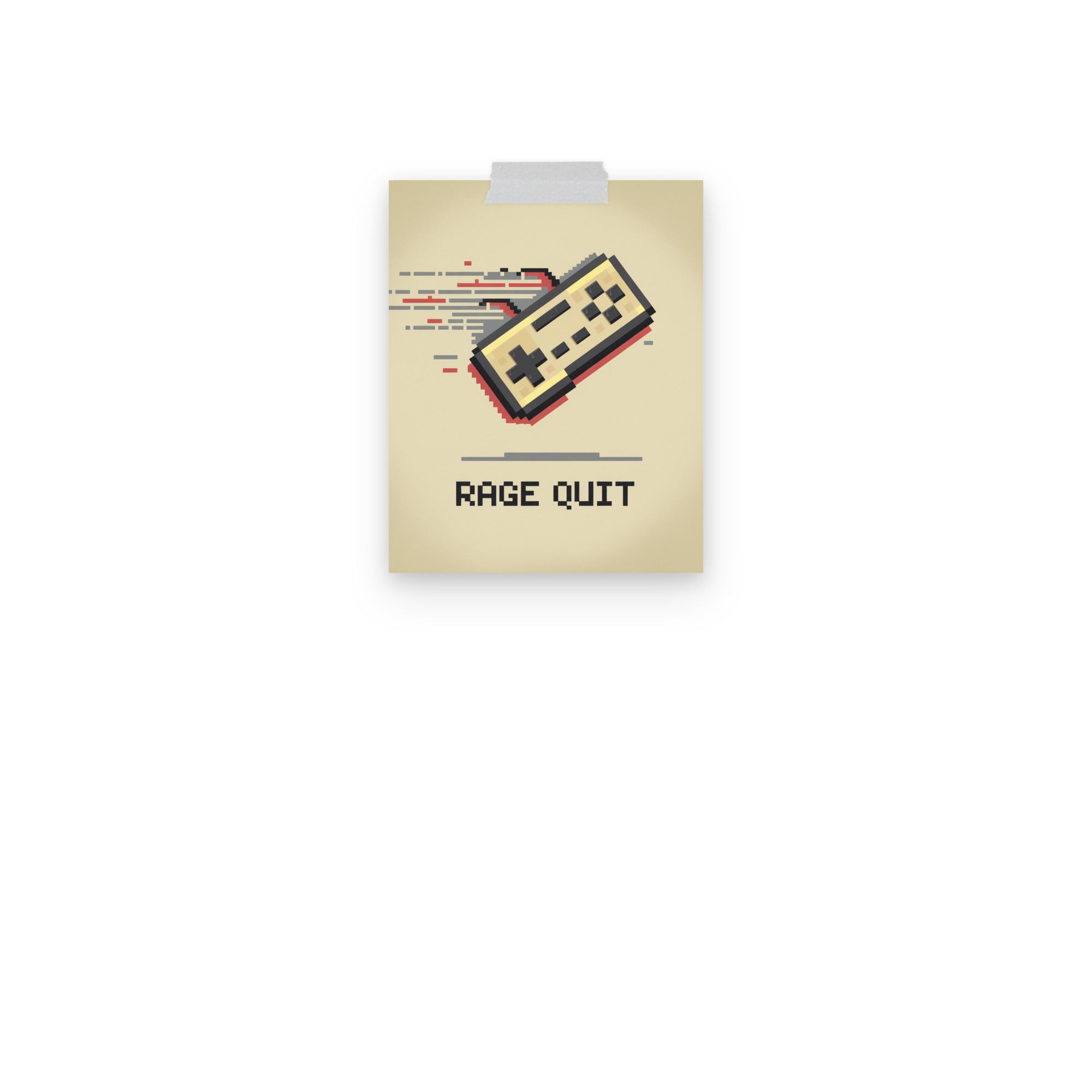 Rage Quit funny retro gaming poster in retro gaming setup context
