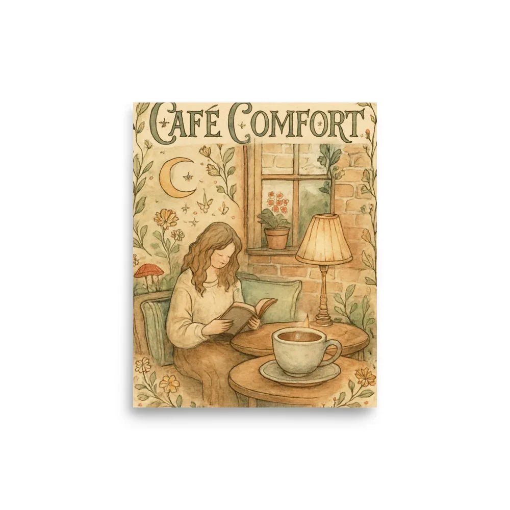 Café Comfort Poster – Cozy Reading Nook Art Print - RaZits