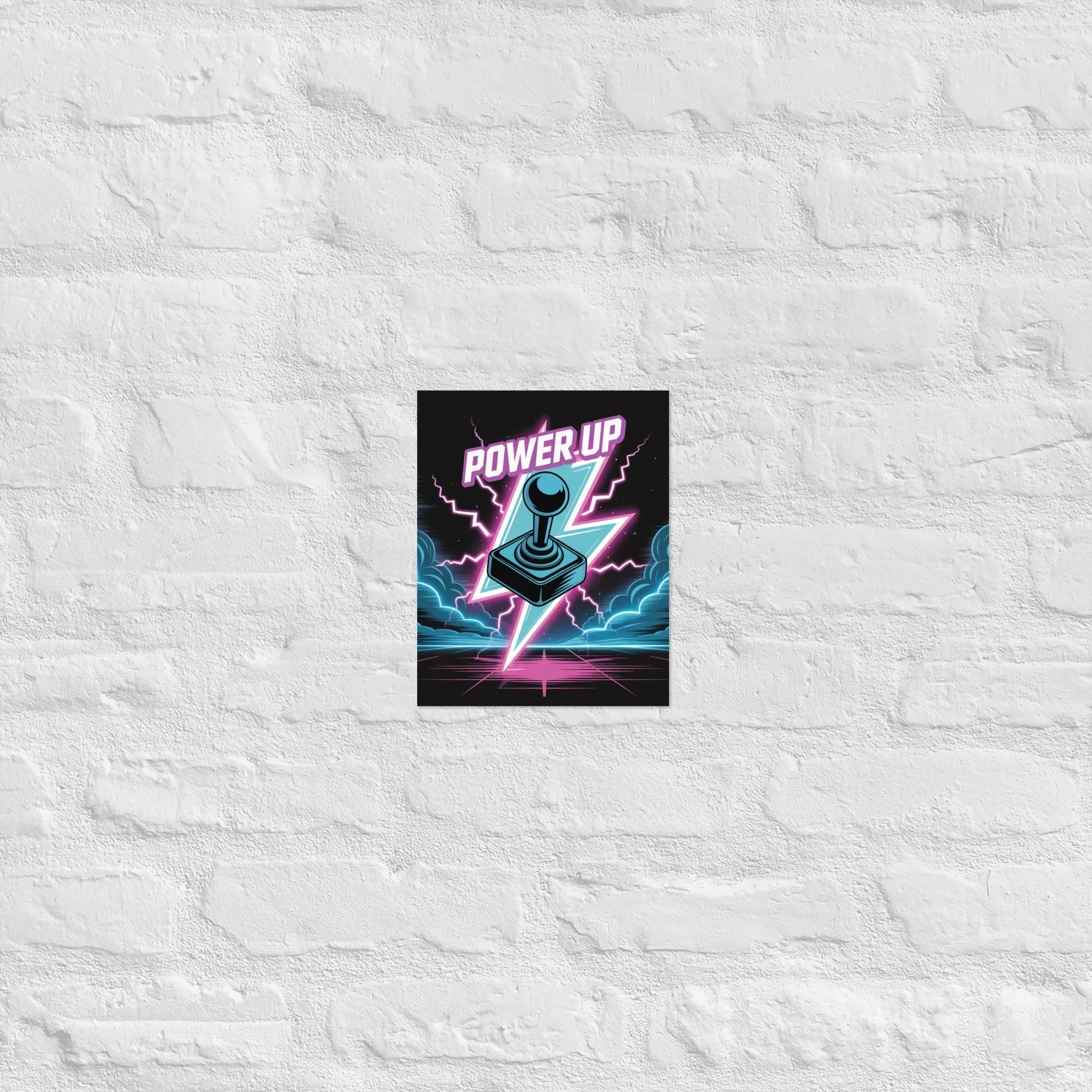 Power Up Gaming Poster – Retro Arcade Joystick Wall Art - RaZits