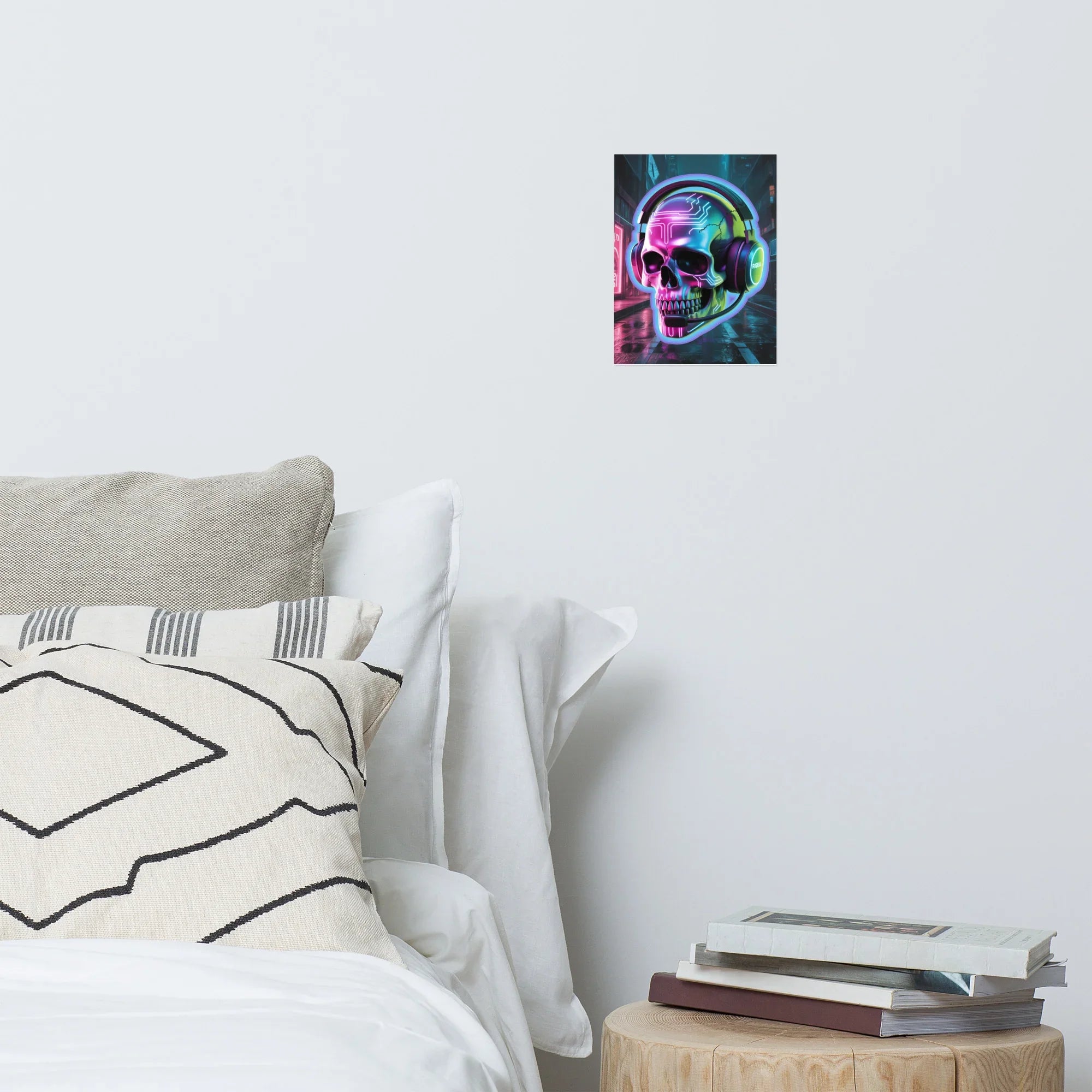 Cyberpunk Skull RGB Gamer Art – Futuristic Neon Wall Decor for Esports Rooms - RaZits