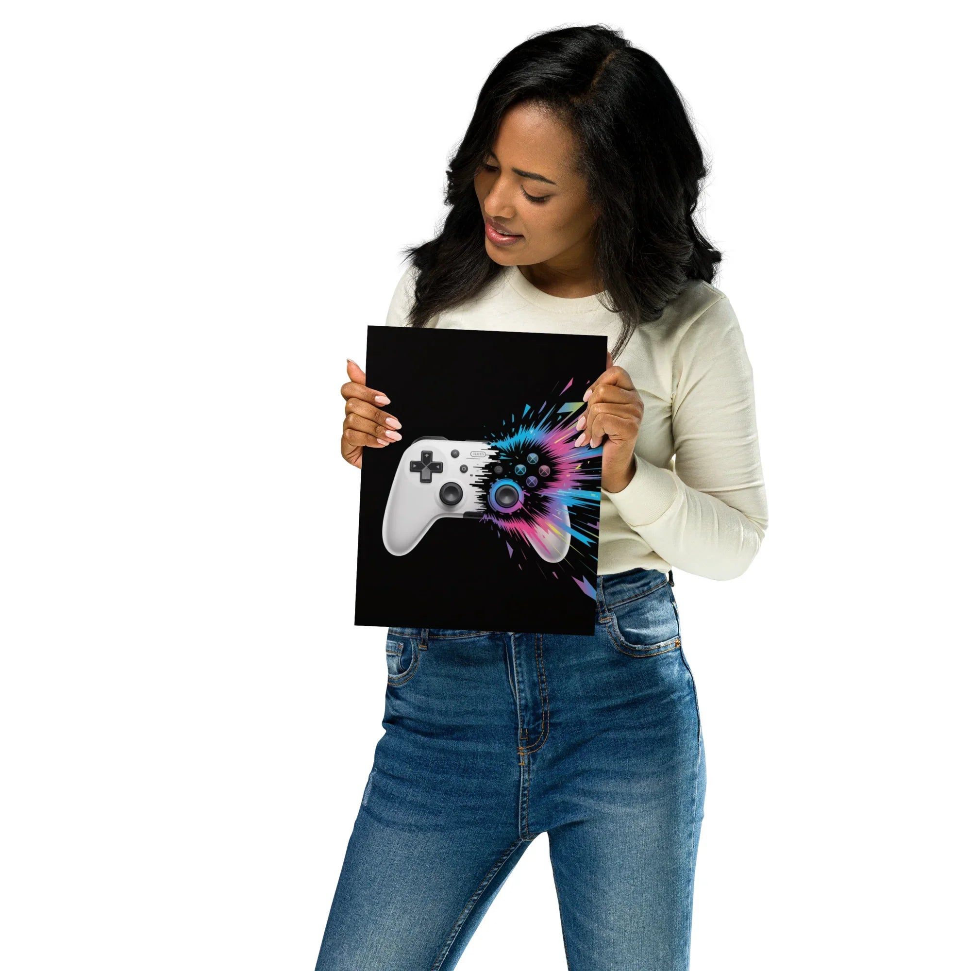 Gaming Controller Wall Art – Futuristic Digital Gamer Poster with Neon Explosion Design - RaZits