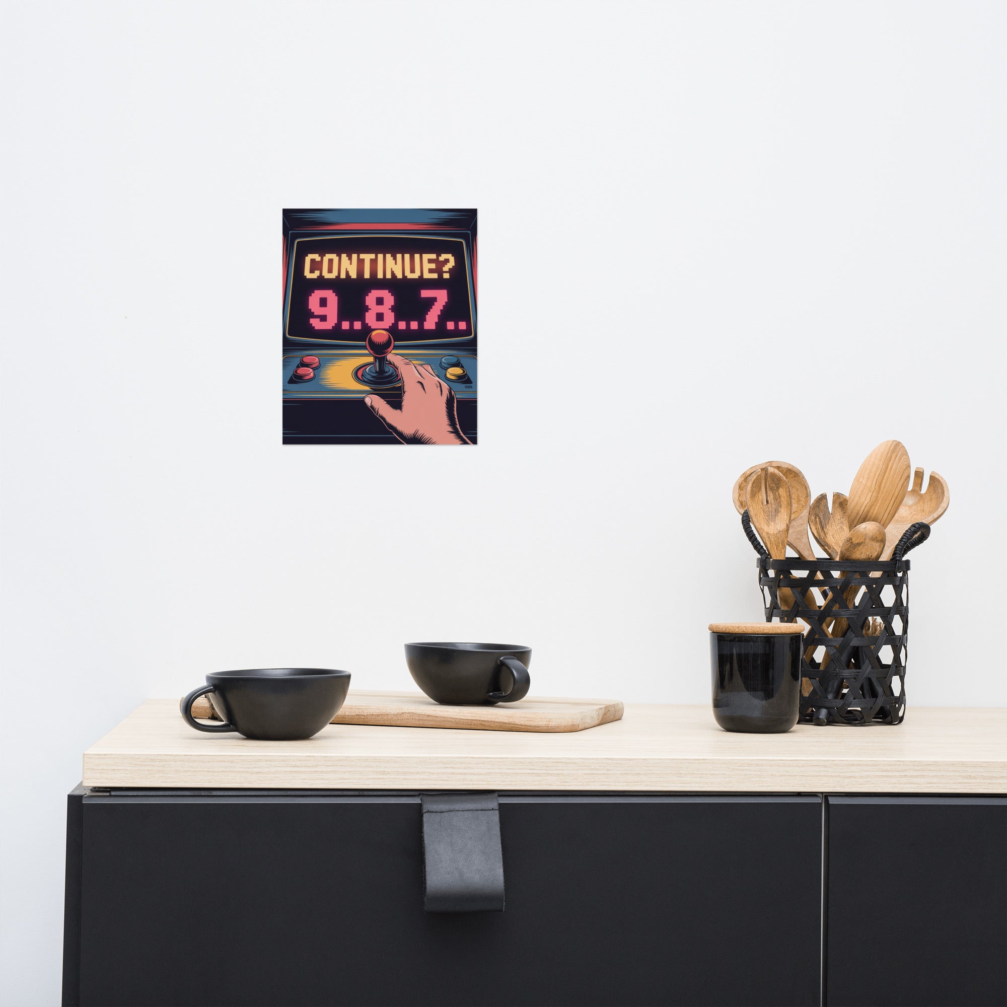 The Countdown continue screen arcade poster framed scale view gallery wall