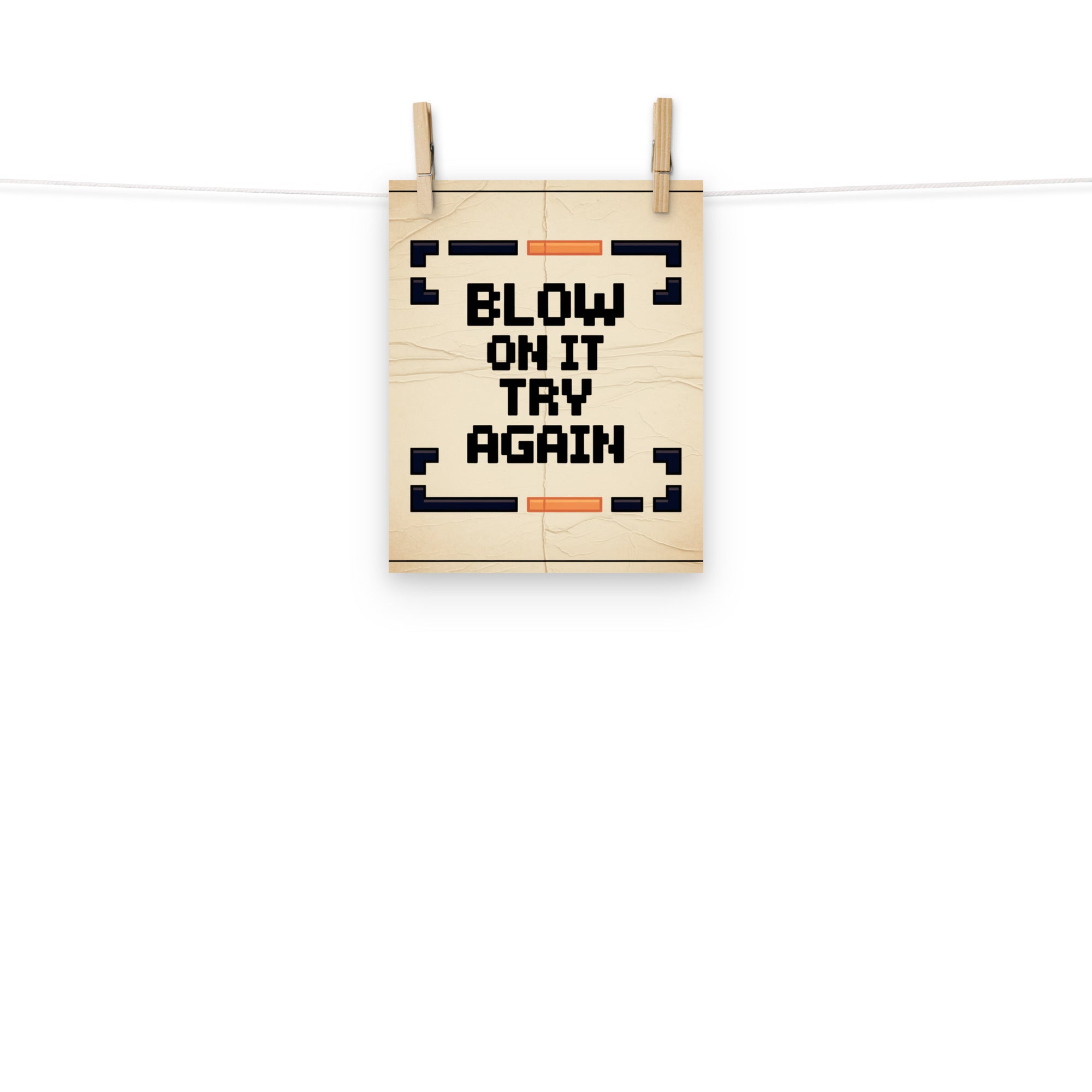 Blow and Pray retro gaming poster close-up 189gsm matte texture detail