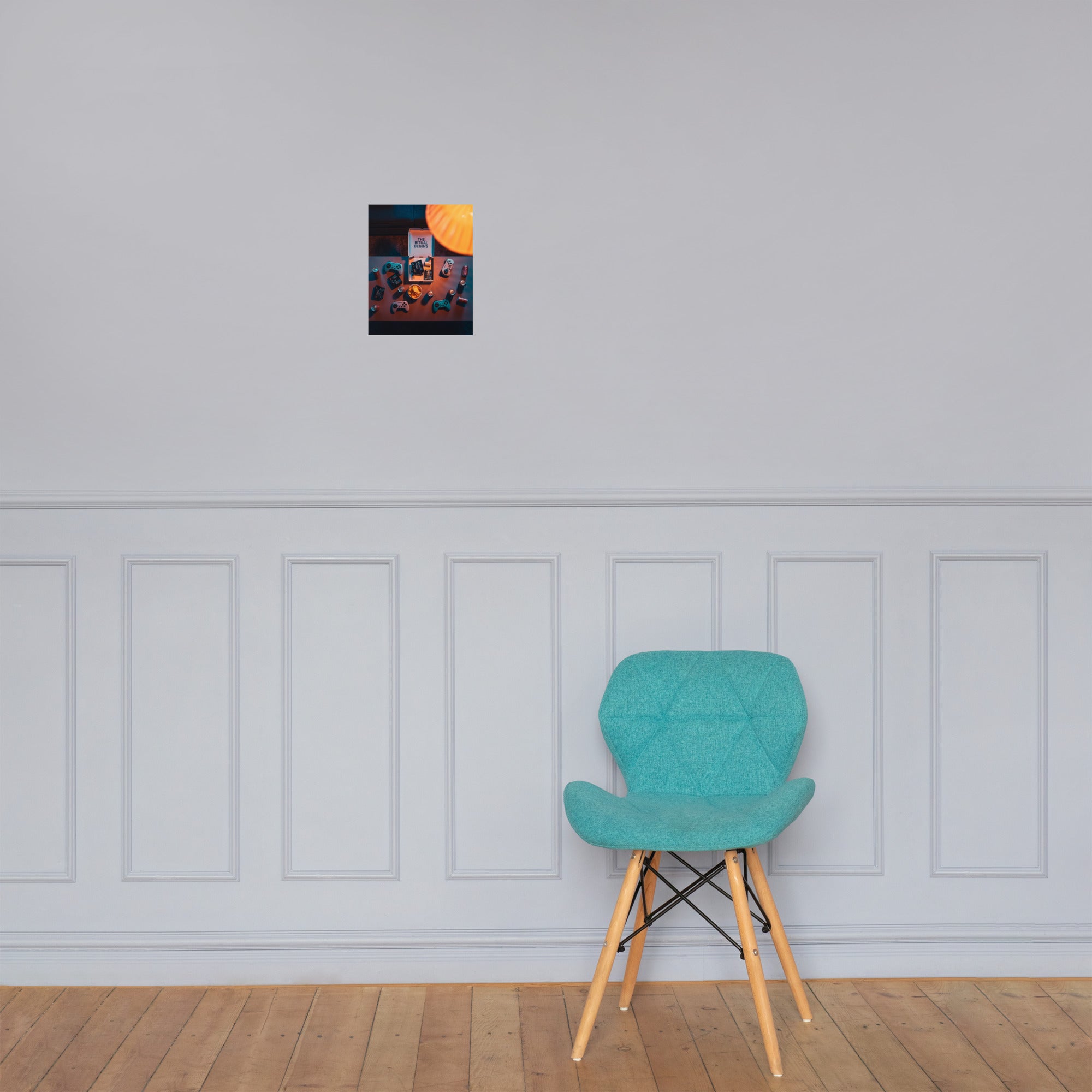 The Pre-Game gaming ritual poster in retro gaming setup context
