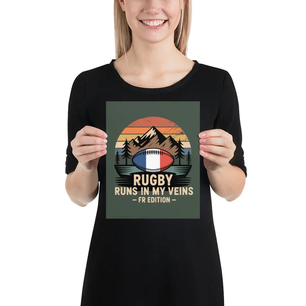 Rugby Runs in My Veins – France Poster (Midnight Edition) - RaZits