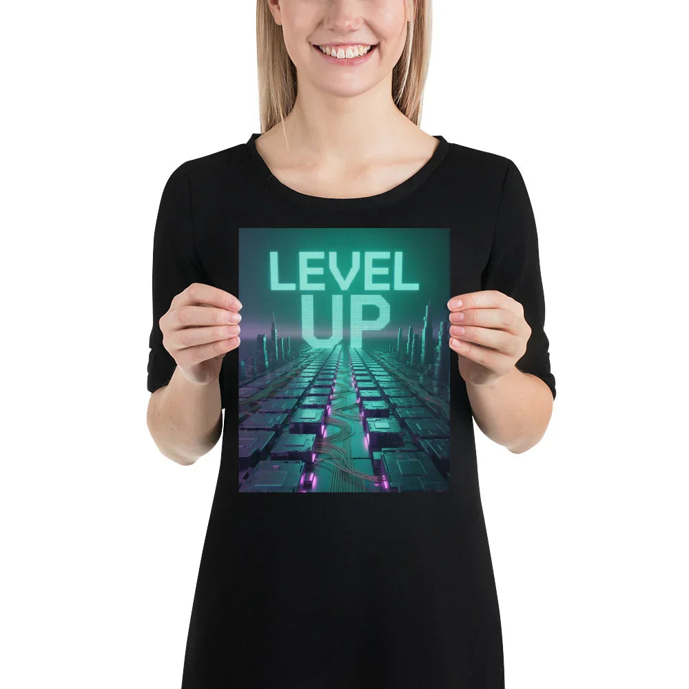 Level Up – Cyber Futuristic Wall Art for Gamers & Tech Lovers - RaZits