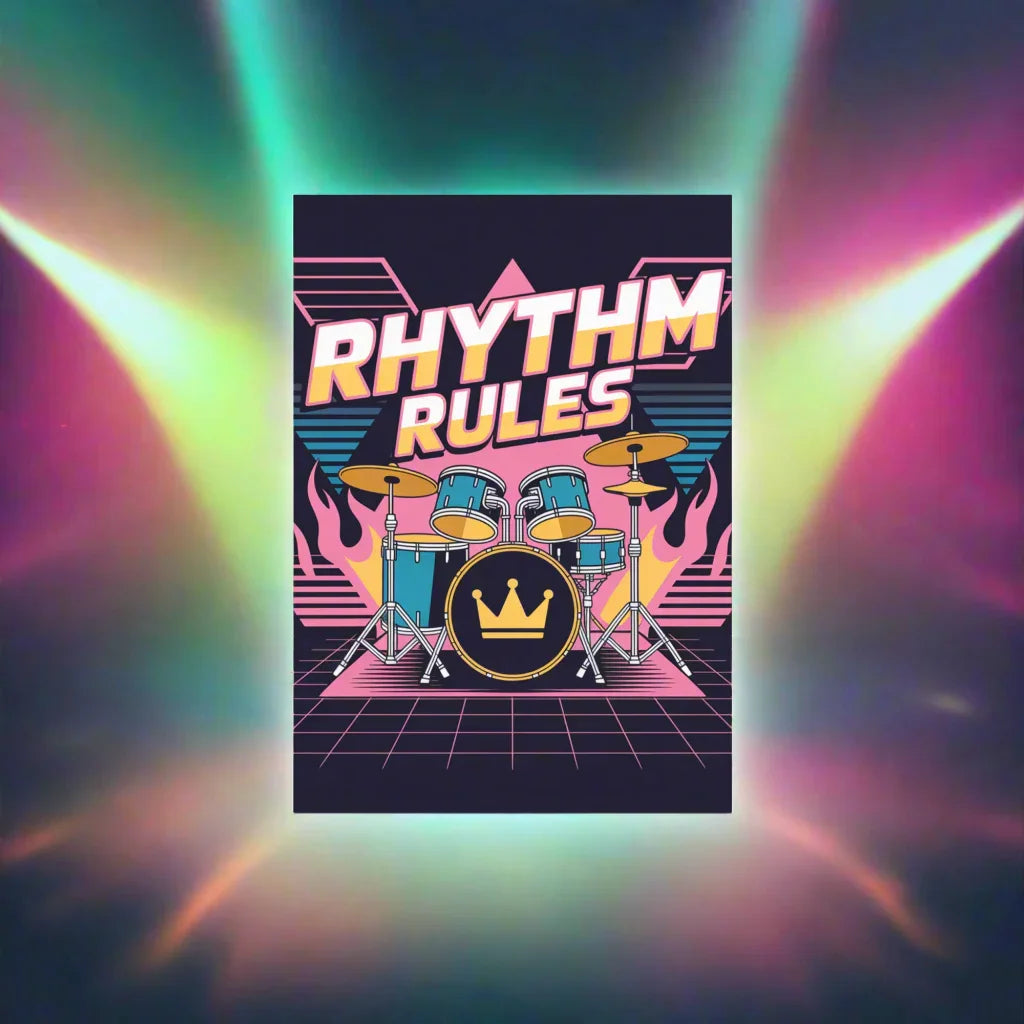 Rhythm Rules Poster – Neon Crown Drum Power - RaZits