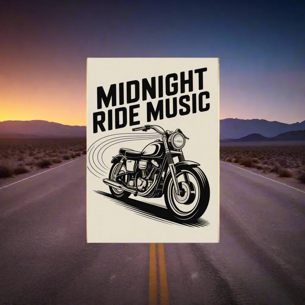 Midnight Ride Music Poster – Vintage Motorcycle Soundwave - RaZits