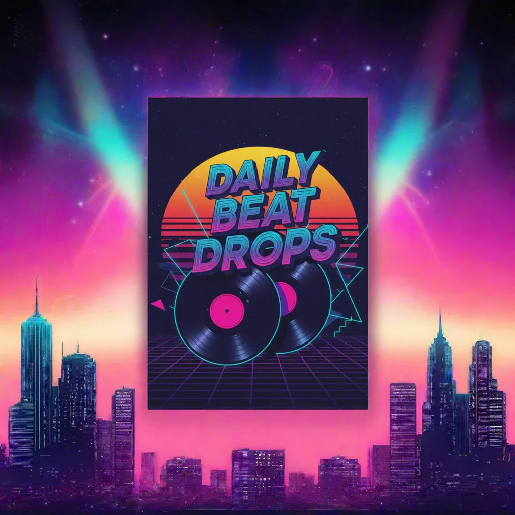 Daily Beat Drops Poster – Neon Vinyl Dream Aesthetic - RaZits