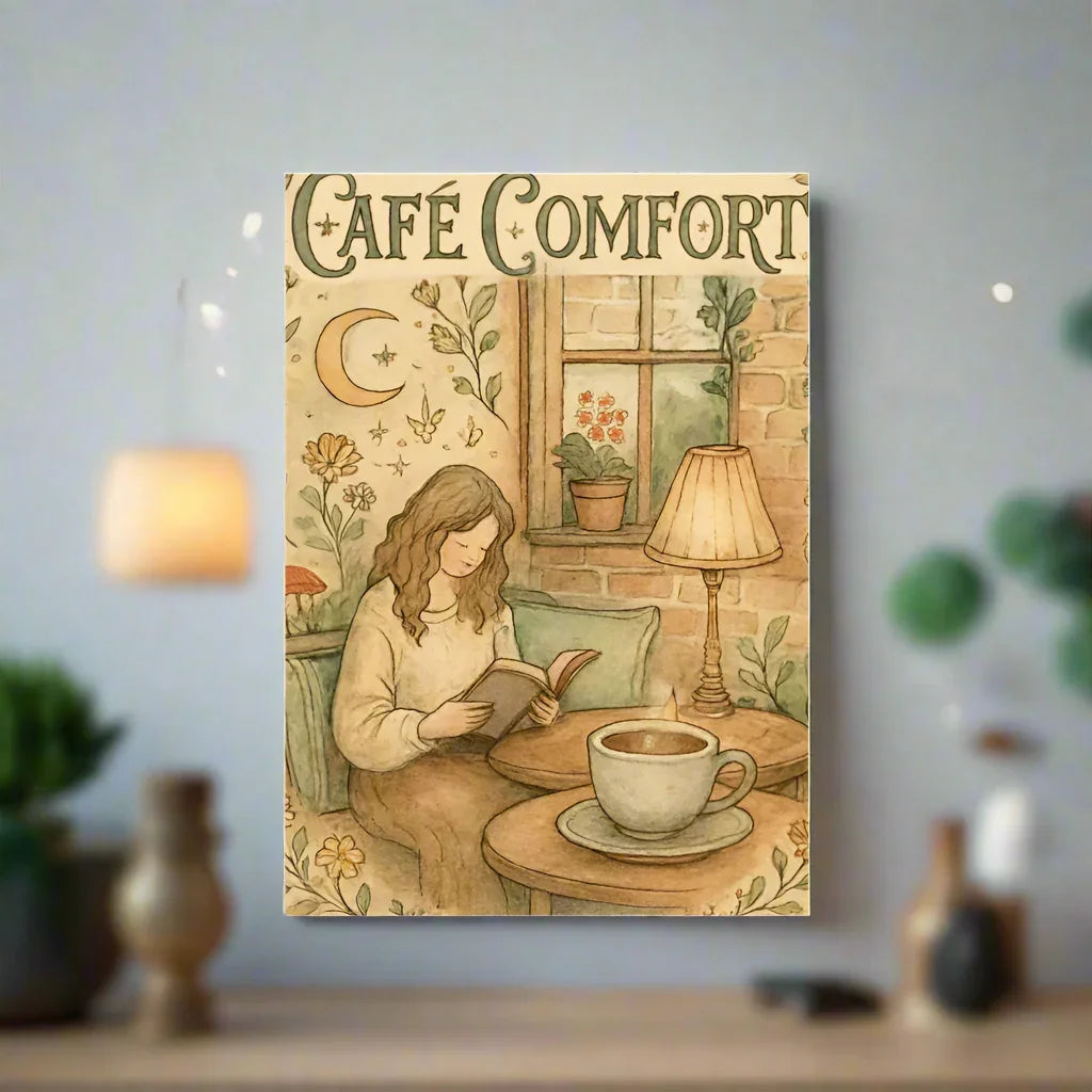 Café Comfort Poster – Cozy Reading Nook Art Print - RaZits
