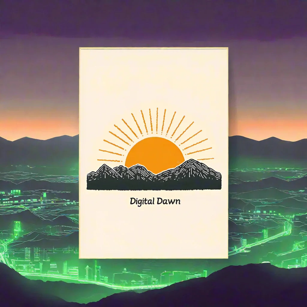 Digital Dawn Poster – Minimal Sunrise with a Tech Vibe - RaZits