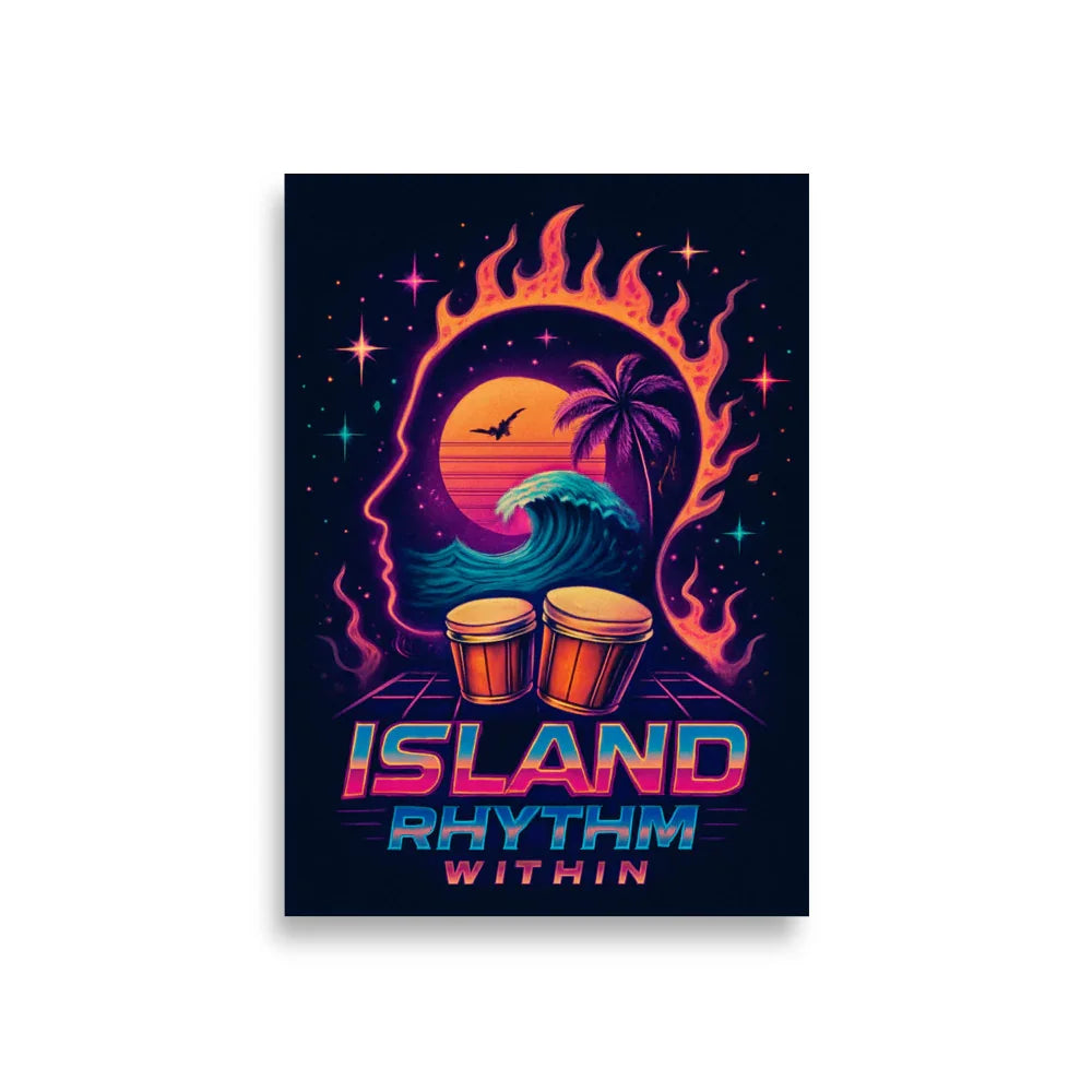 Island Rhythm Within Poster – Retro Beach Drumwave Art - RaZits