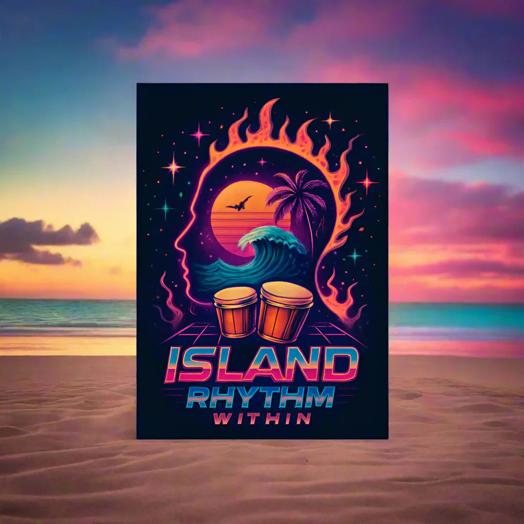 Island Rhythm Within Poster – Retro Beach Drumwave Art - RaZits