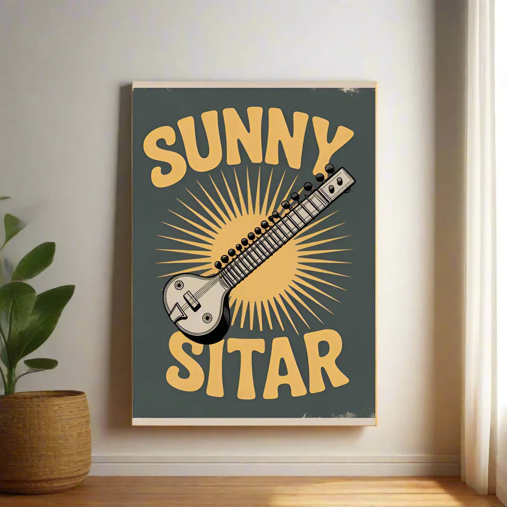 Sunny Sitar Poster – Indian Classical Vibes - RaZits