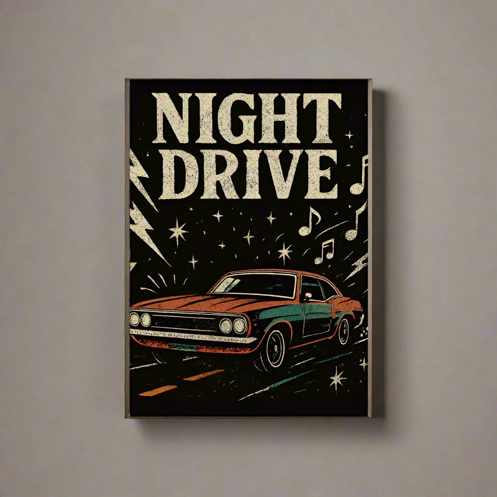 Night Drive Poster – Moody Retro Roadtrip - RaZits
