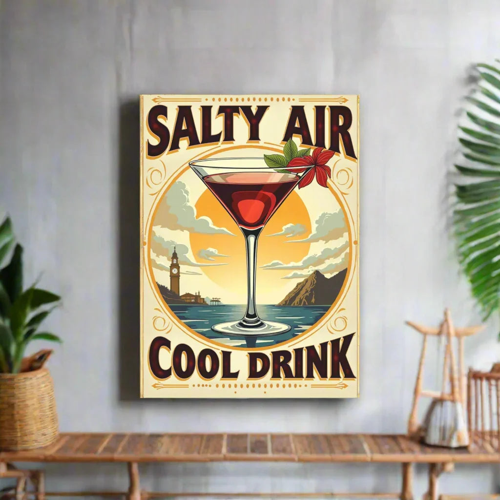 Salty Air, Cool Drink – Coastal Martini Poster - RaZits