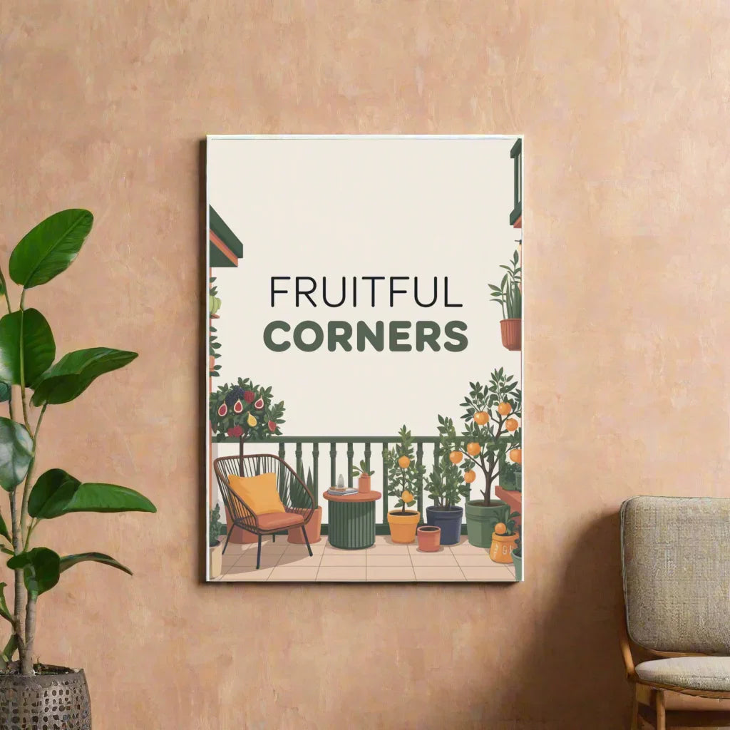 Fruitful Balcony Art Print – Citrus Garden on the Terrace Poster - RaZits