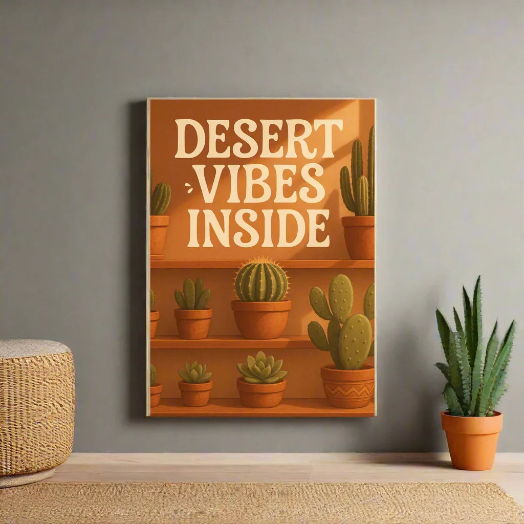 Cactus Shelf Art Print – Desert Vibes Indoor Succulent Illustration - RaZits