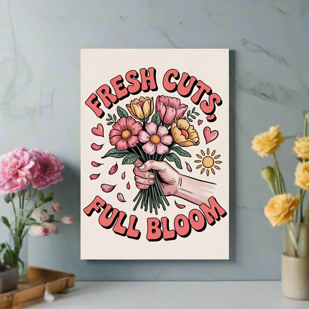 Bouquet Art Print – Fresh Cuts Full Bloom Floral Illustration - RaZits