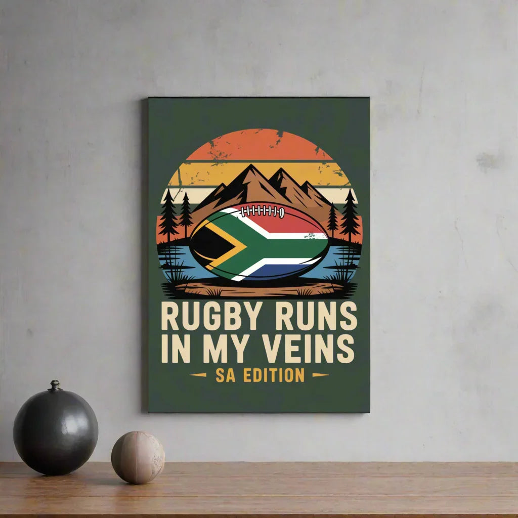 Rugby Runs in My Veins – South Africa Flag Poster - RaZits