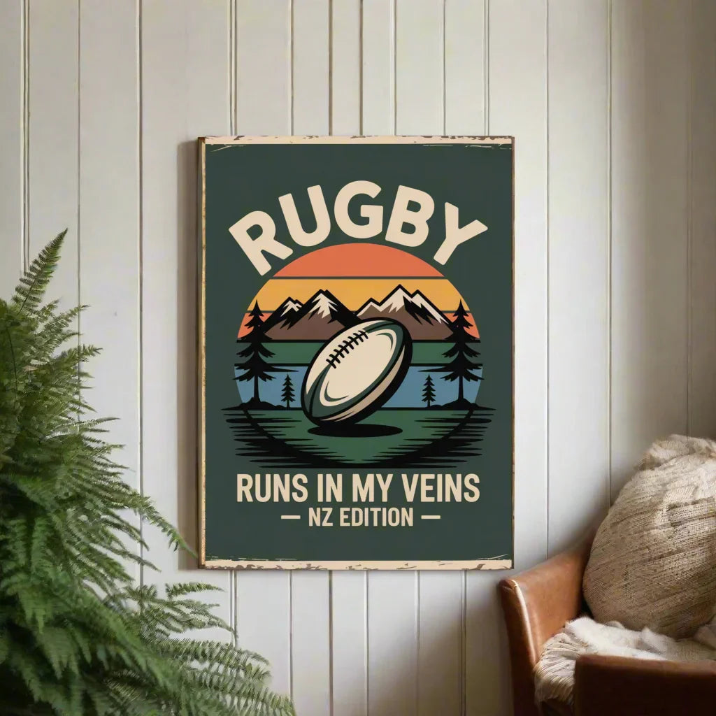 Rugby Runs in My Veins – New Zealand Edition Poster - RaZits