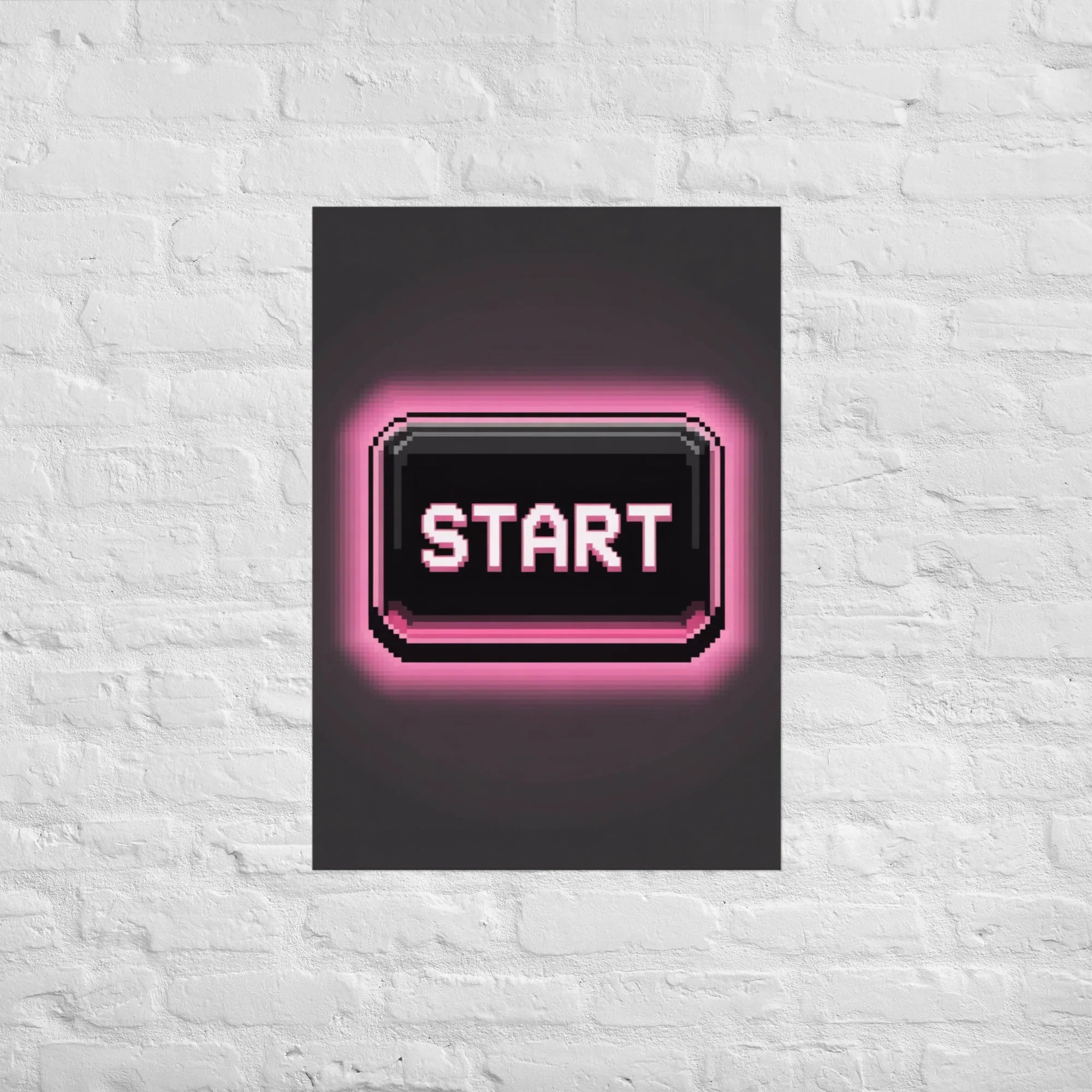Press Start Pixel Art Poster – Retro Neon Vaporwave Gaming Print - RaZits
