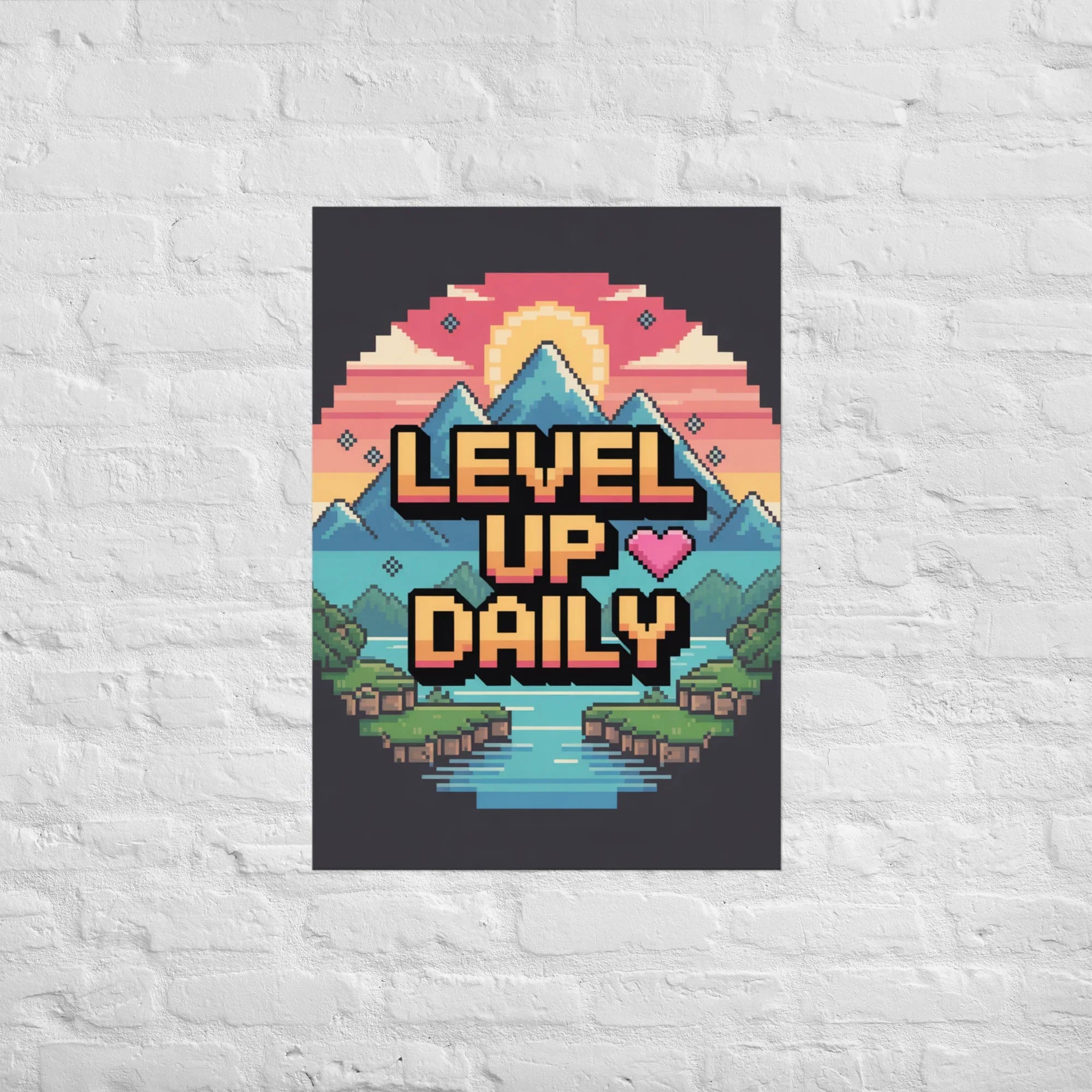 Level Up Daily Pixel Motivation Poster - RaZits
