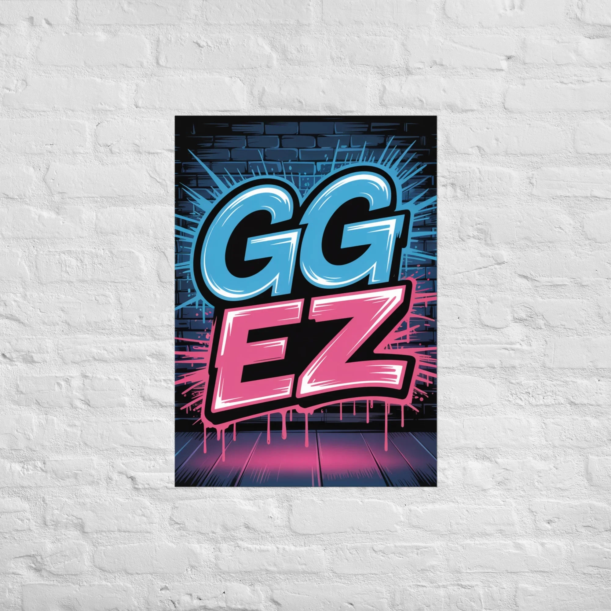 GG EZ - Neon Graffiti Gaming Poster - RaZits