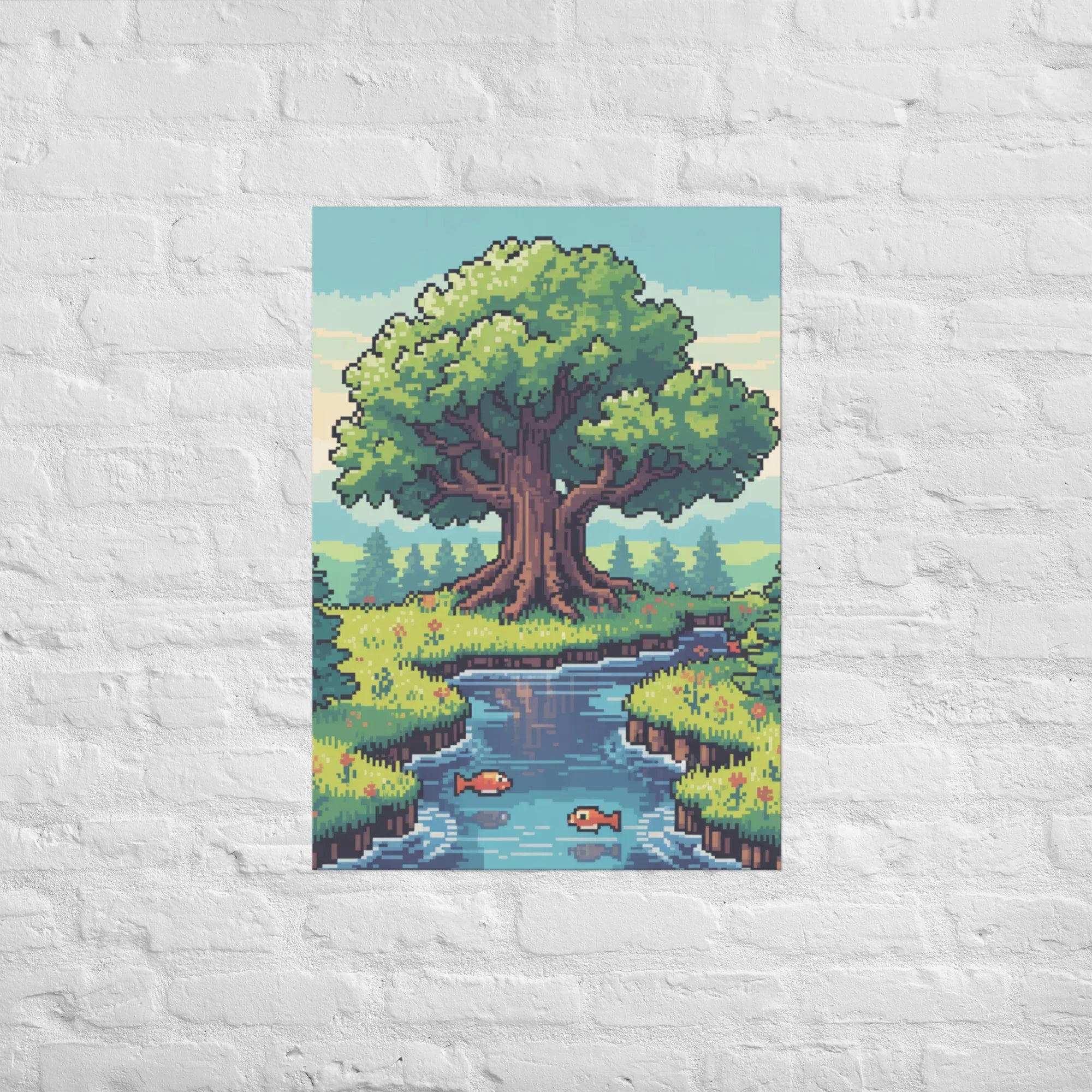 Pixel Grove – Retro Gaming Poster for Gamer Wall Art & Pixel Landscape Decor - RaZits