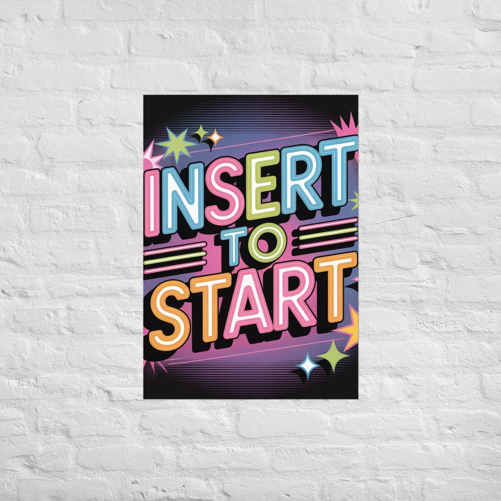 Insert to Start – Retro Neon Arcade Poster for Gamer Room & Gaming Wall Decor - RaZits