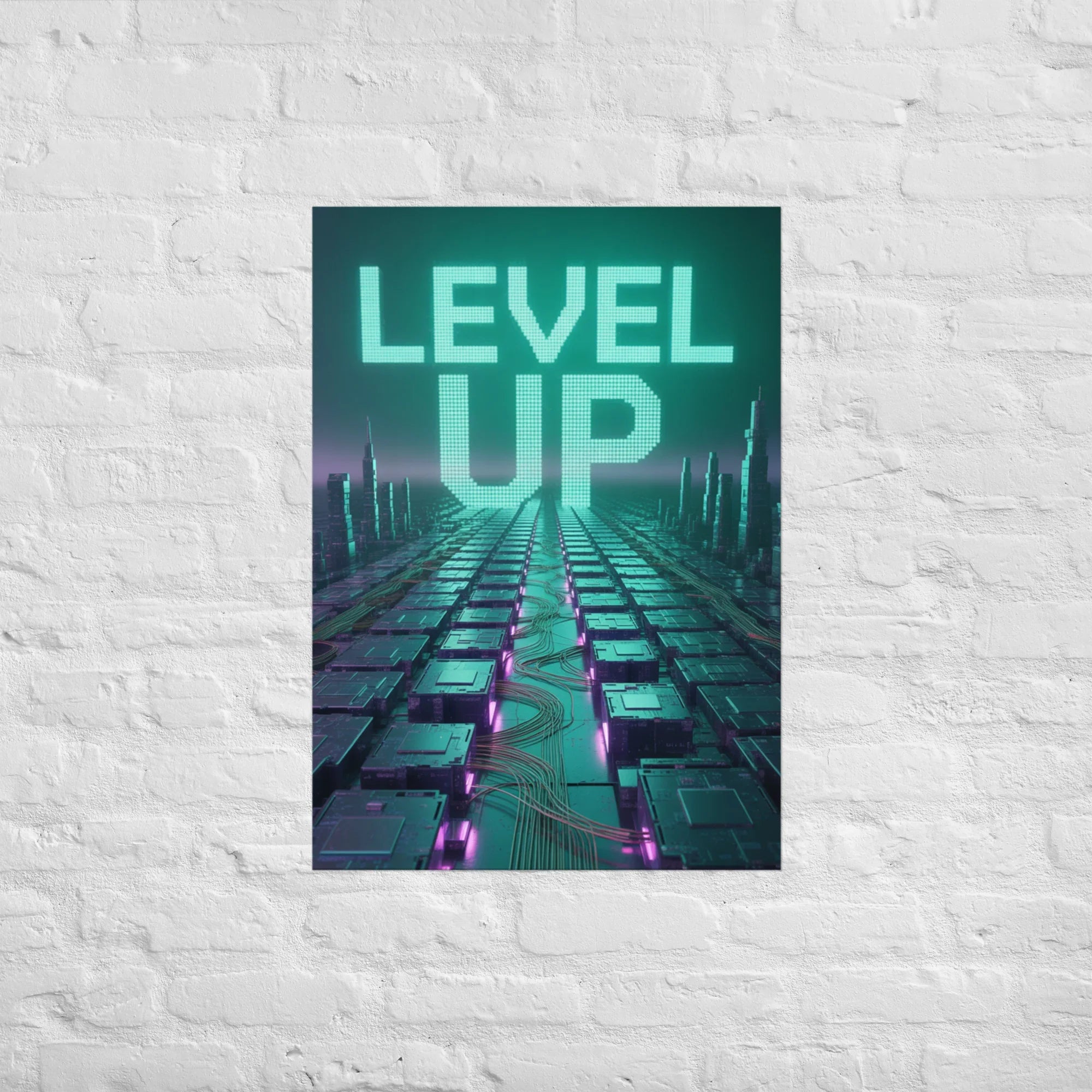 Level Up – Cyber Futuristic Wall Art for Gamers & Tech Lovers - RaZits