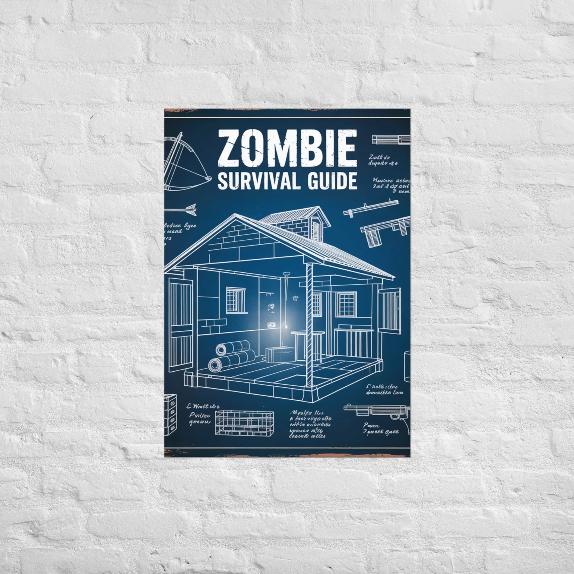 Zombie Survival Guide Blueprint – Tactical Gamer Wall Art - RaZits