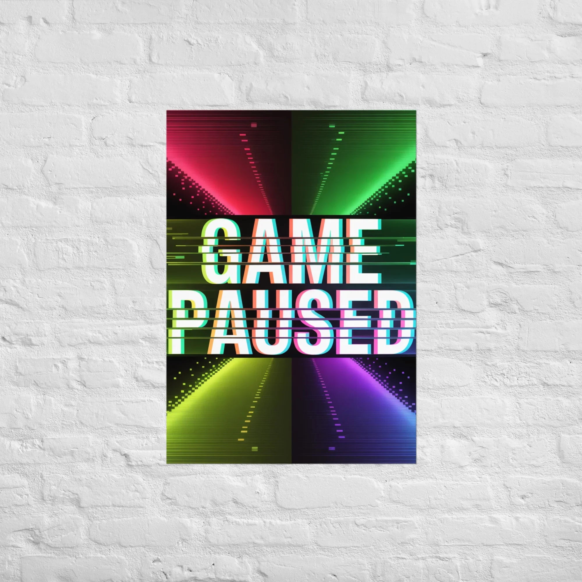 Game Paused – Glitch Effect Retro Gaming Wall Art - RaZits