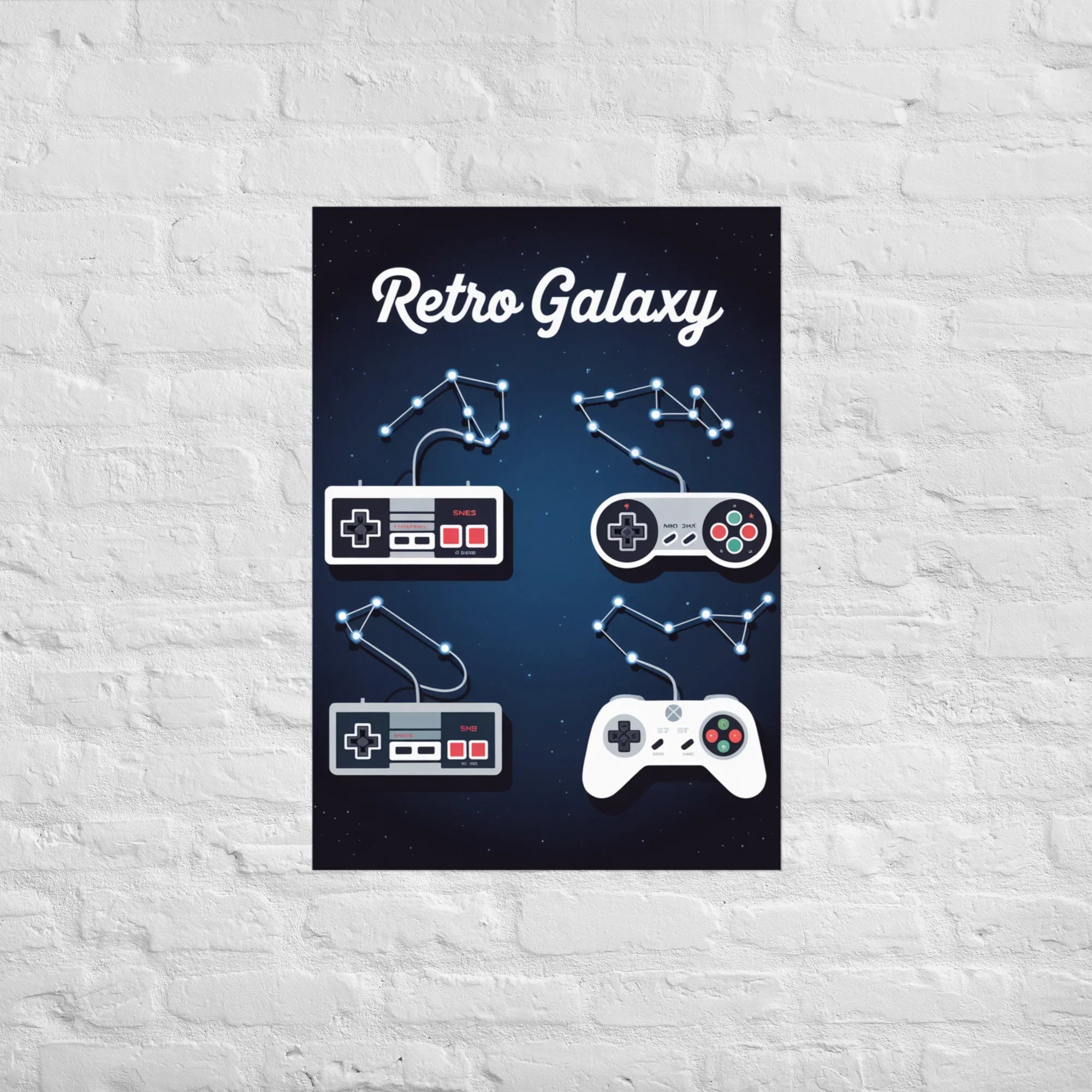 Retro Galaxy – Vintage Controller Constellation Gaming Poster - RaZits