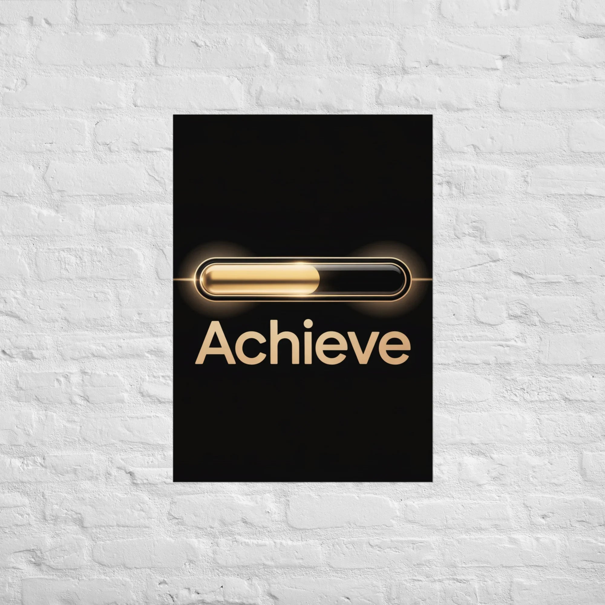 Achieve – Golden Progress Bar Motivational Gaming Poster - RaZits
