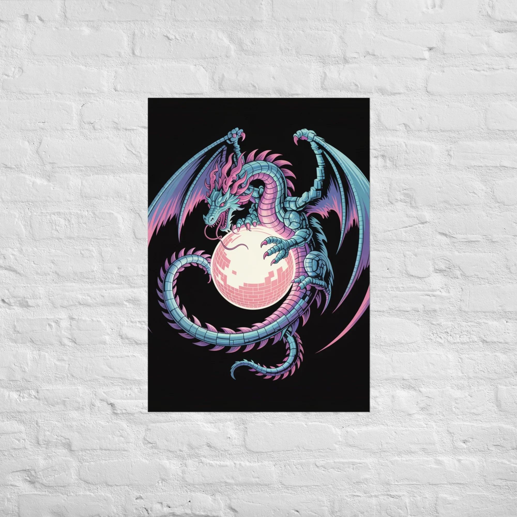Cyber Dragon – Neon Pixel Fantasy Gaming Poster - RaZits