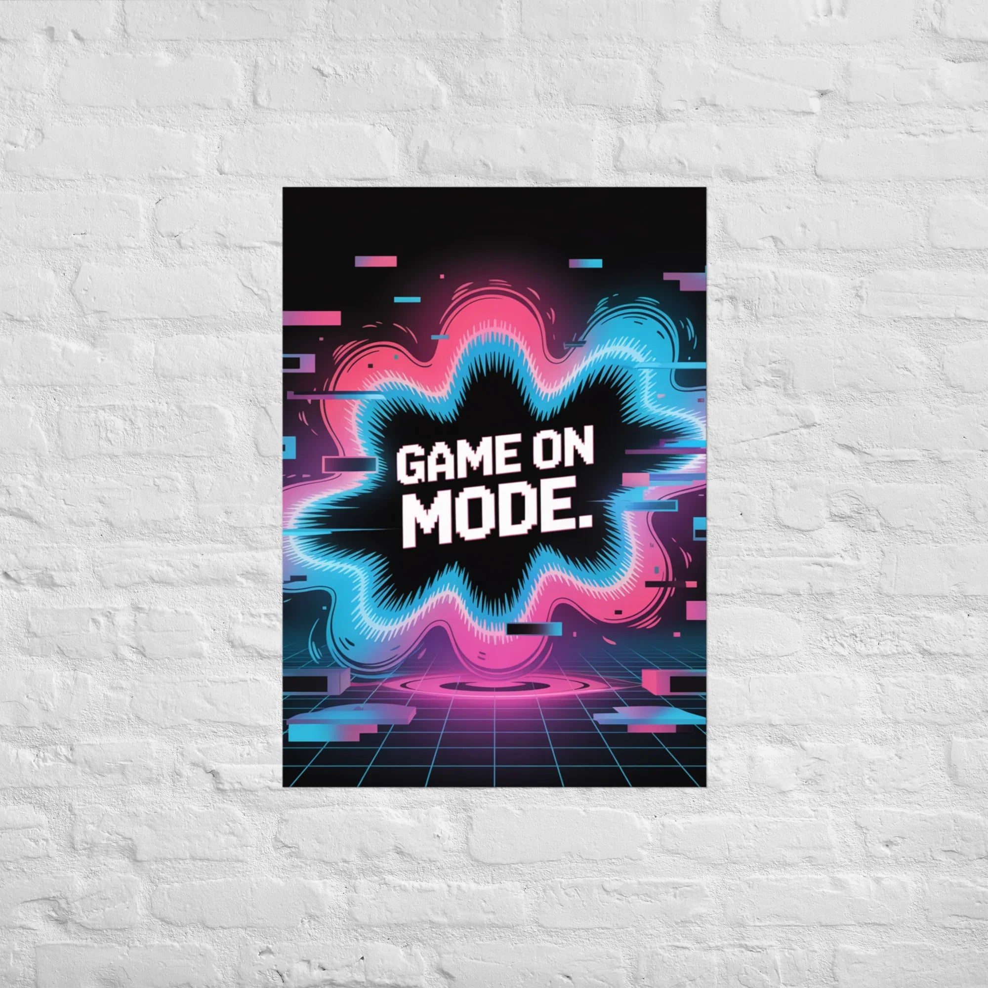 Game On Mode – Retro Neon Glitch Gaming Poster - RaZits
