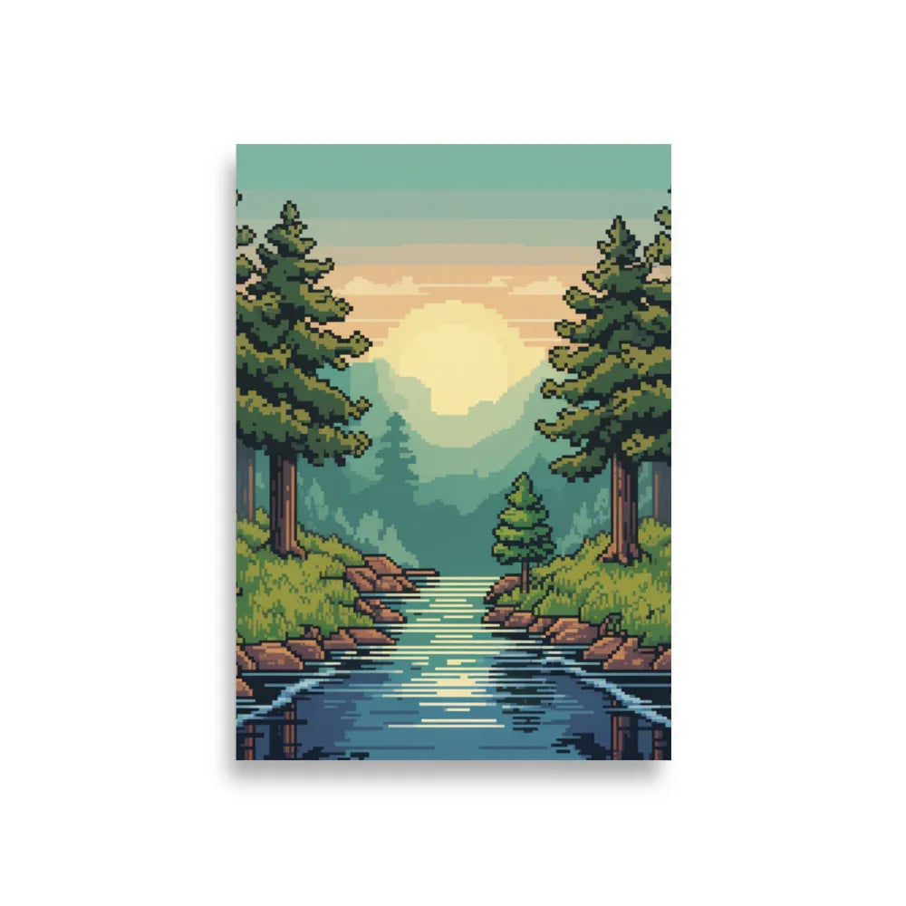 Pixel Art Forest Landscape – Retro Gaming Wall Art for Gamer Rooms - RaZits