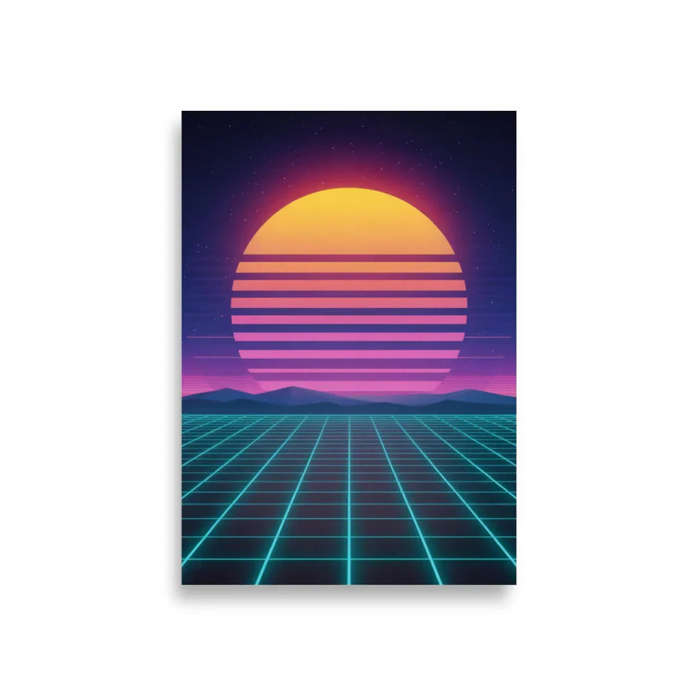 Synthwave Horizon – Retro Futuristic Neon Sunset Wall Art - RaZits