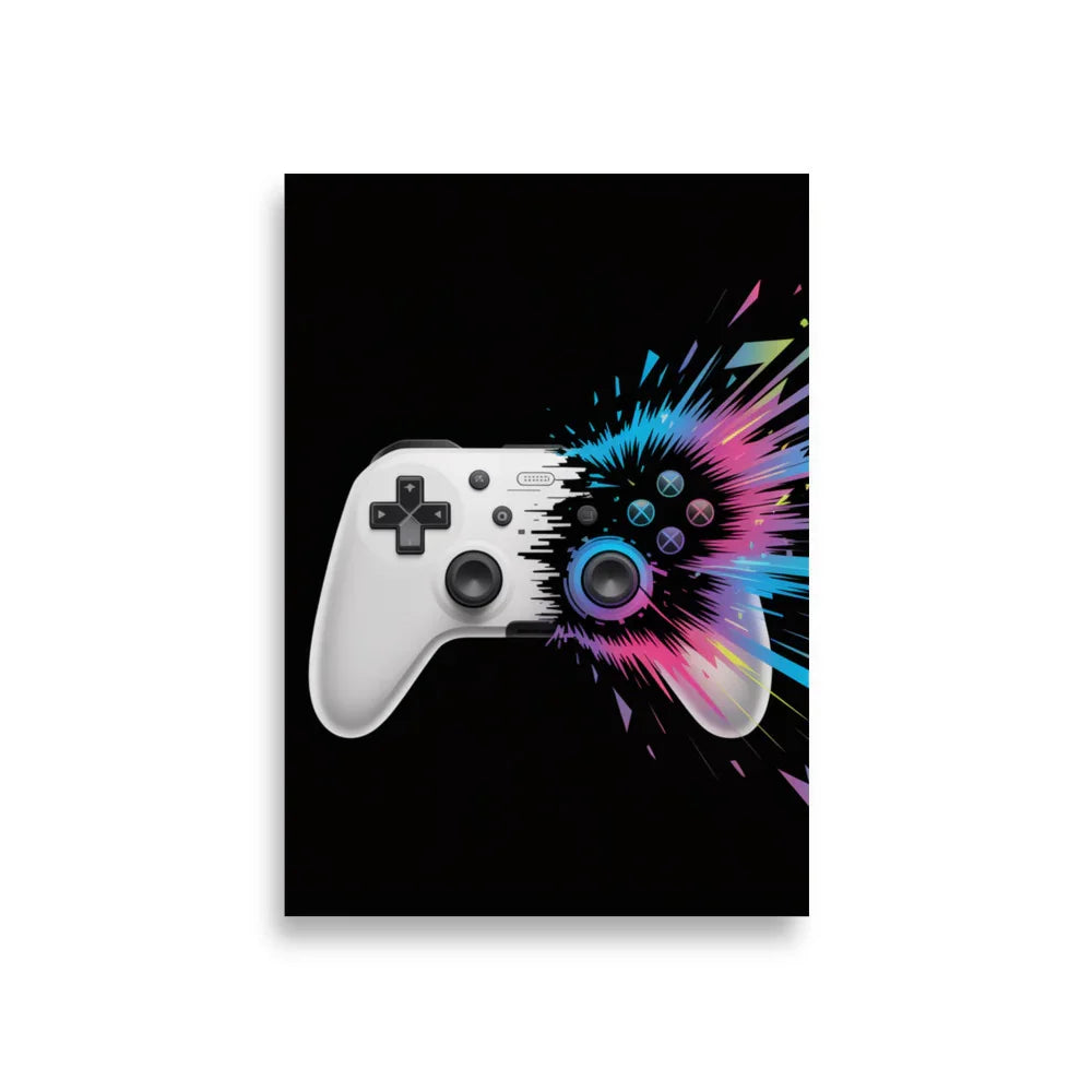Gaming Controller Wall Art – Futuristic Digital Gamer Poster with Neon Explosion Design - RaZits