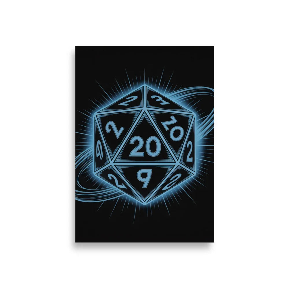 D20 Neon Dice Glow – Tabletop RPG Wall Art for Gaming Rooms - RaZits