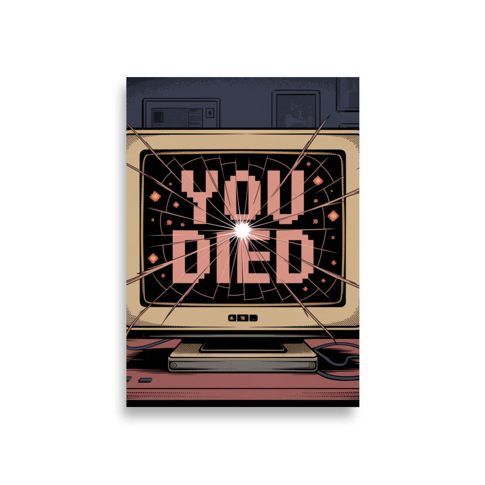 Respawn Denied you died CRT gaming poster close-up 189gsm matte texture detail