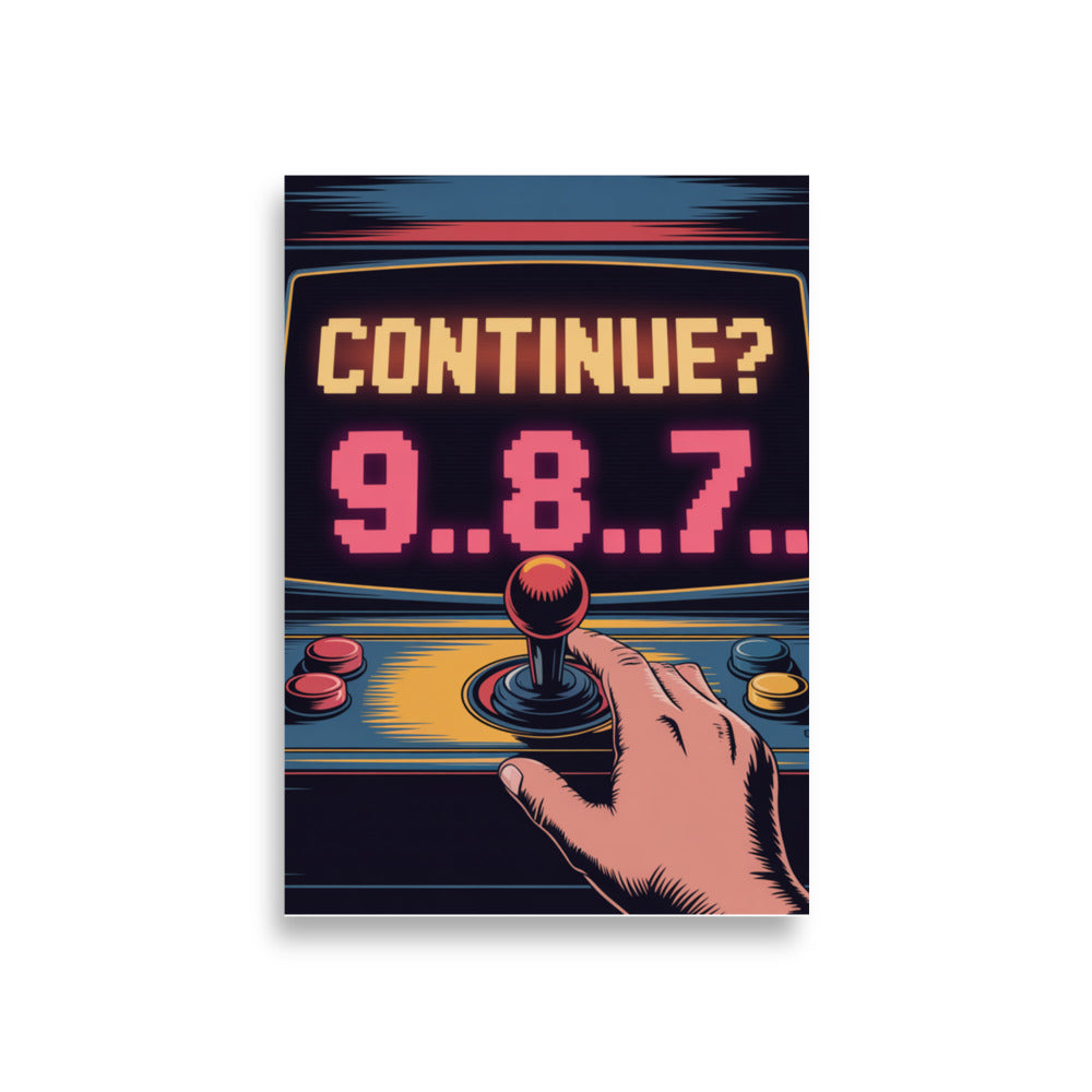 The Countdown continue screen arcade poster close-up 189gsm matte texture detail