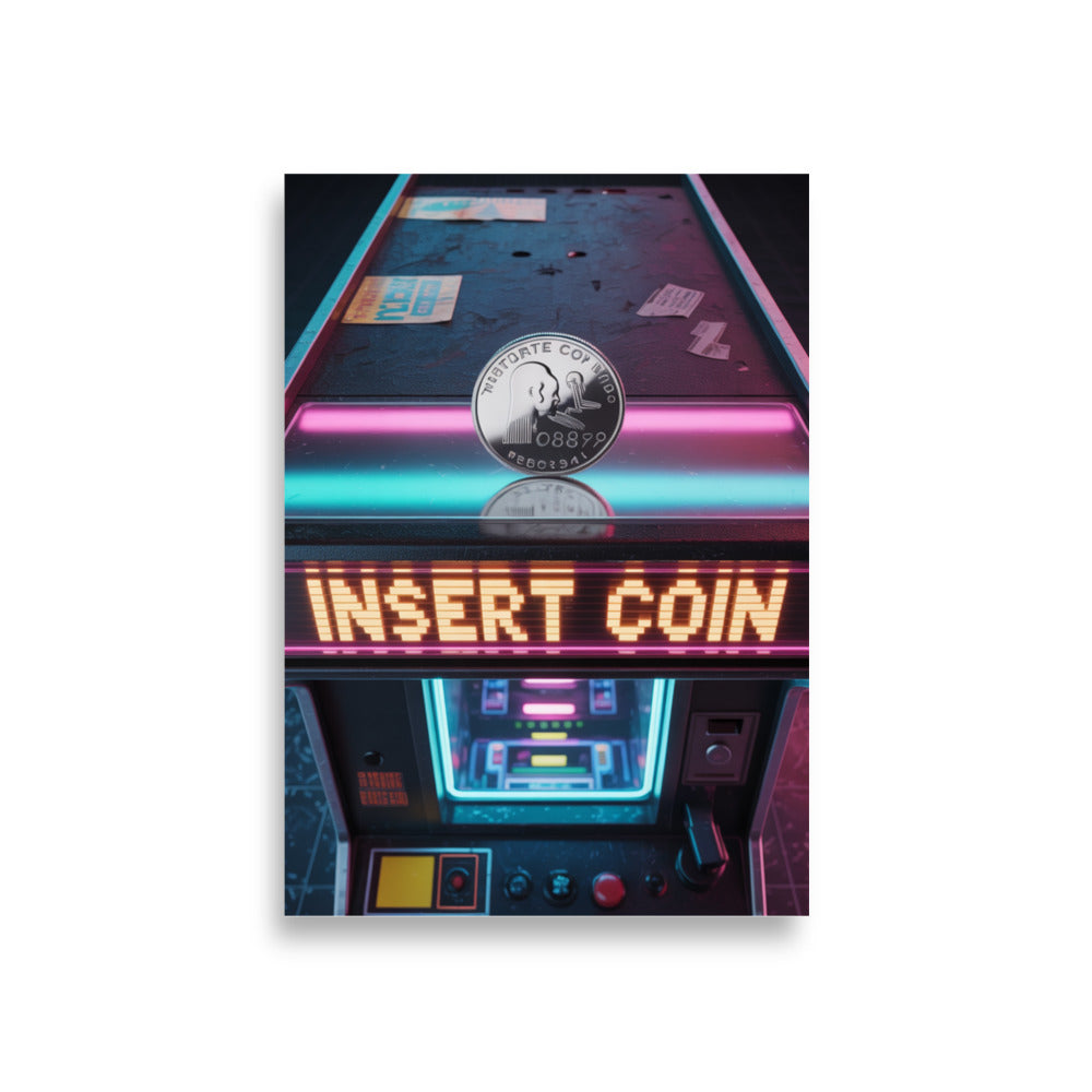 Quarter on the Marquee arcade poster close-up 189gsm matte texture detail