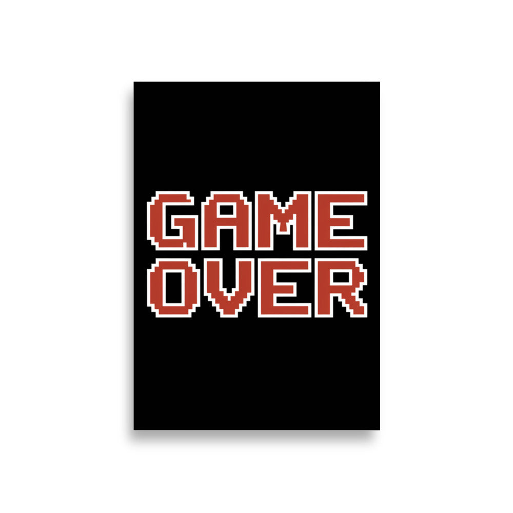 Game Over Man vintage retro gaming poster styled on gaming room wall