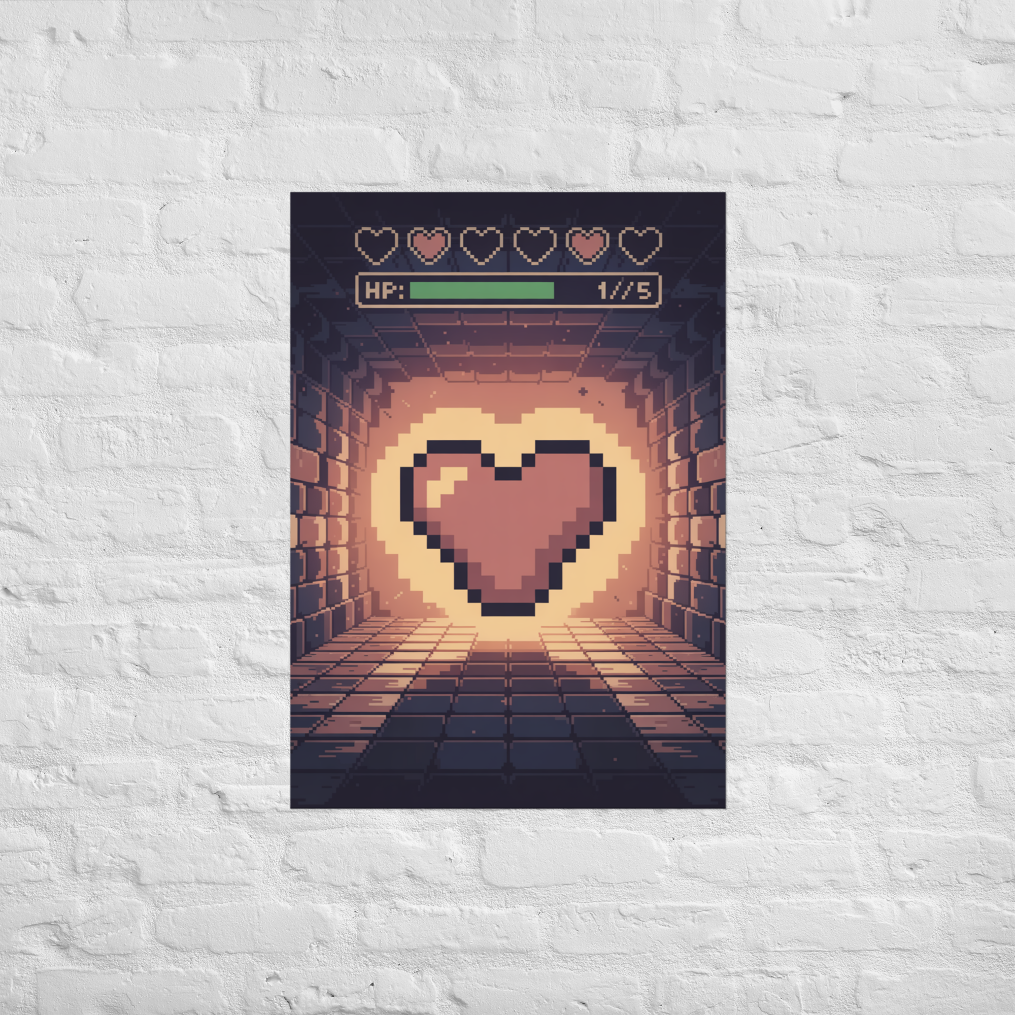 Last Life Standing pixel heart wall art, A1