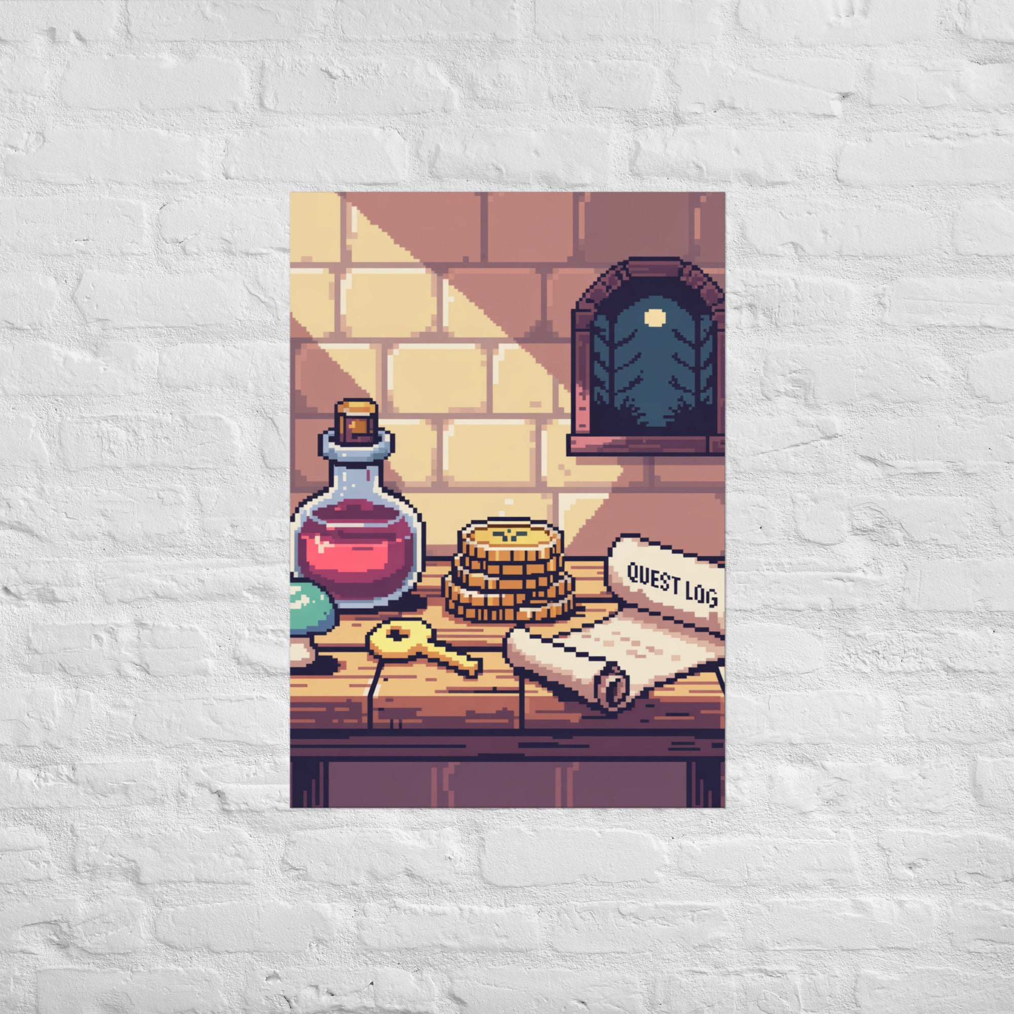 Still Life with Save Point pixel wall art, A1