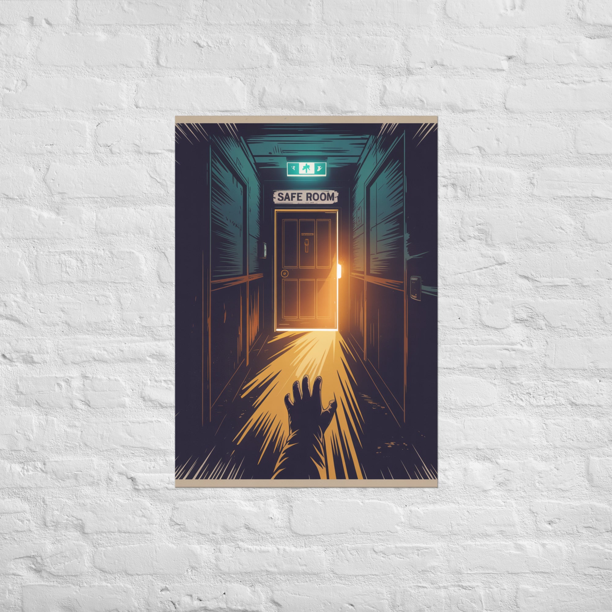 Behind the Door safe room wall art, A1